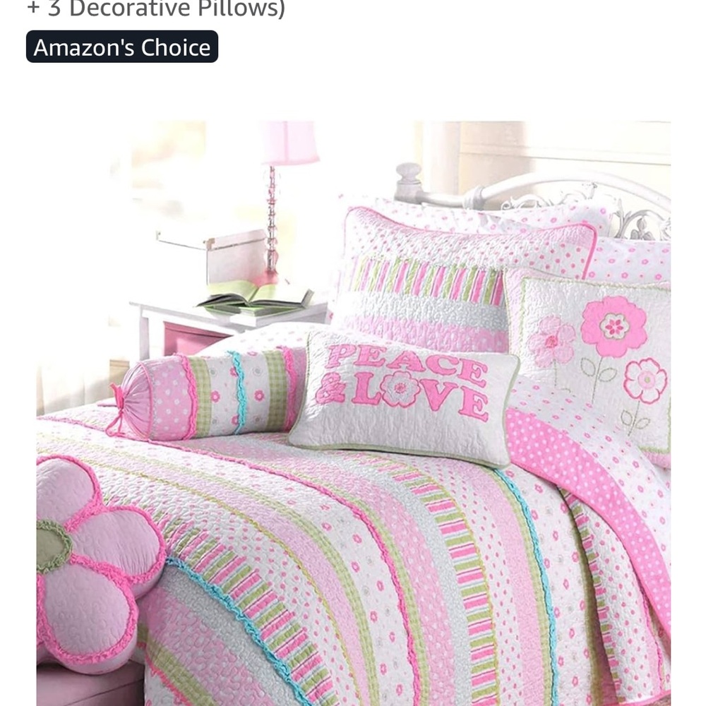 Peace & Love Pink and White Bedding Set